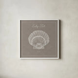 Underwater Life XV Greige by Daphne Brissonnet. Shown in a crisp white glass frame for a clean and minimalist style. Available as an archival giclee rolled canvas, fine art paper, or poster print. SKU 33479a.