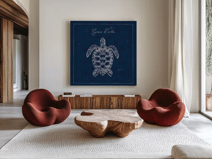 Underwater Life XVI by Daphne Brissonnet. Shown as extra-large giant wall art in a modern living room. Available as an archival giclee rolled canvas, fine art paper, or poster print. SKU 33472a.