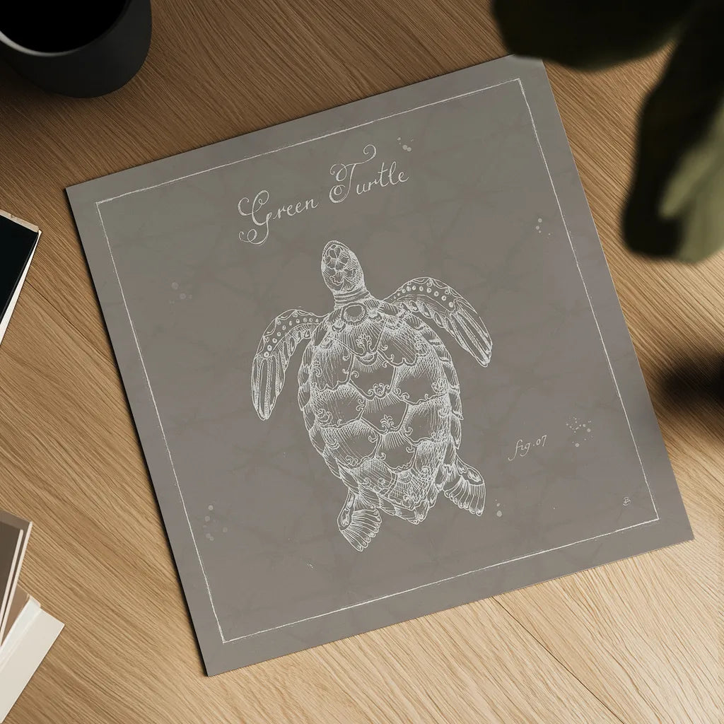 Underwater Life XVI Greige by Daphne Brissonnet. Shown as a detailed flat fine art print, highlighting archival giclee quality. Available as an archival giclee rolled canvas, fine art paper, or poster print. SKU 33480a.