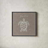 Underwater Life XVI Greige by Daphne Brissonnet. Shown in a sleek black glass frame for a contemporary gallery look. Available as an archival giclee rolled canvas, fine art paper, or poster print. SKU 33480a.