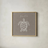 Underwater Life XVI Greige by Daphne Brissonnet. Shown in a natural wood glass frame for a timeless modern aesthetic. Available as an archival giclee rolled canvas, fine art paper, or poster print. SKU 33480a.