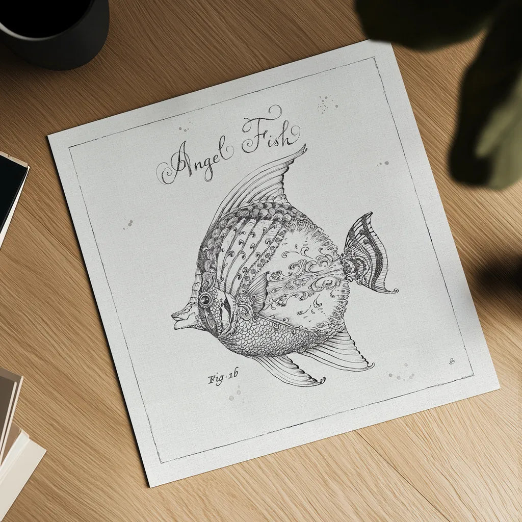 Underwater Life XVII by Daphne Brissonnet. Shown as a detailed flat fine art print, highlighting archival giclee quality. Available as an archival giclee rolled canvas, fine art paper, or poster print. SKU 34977a.