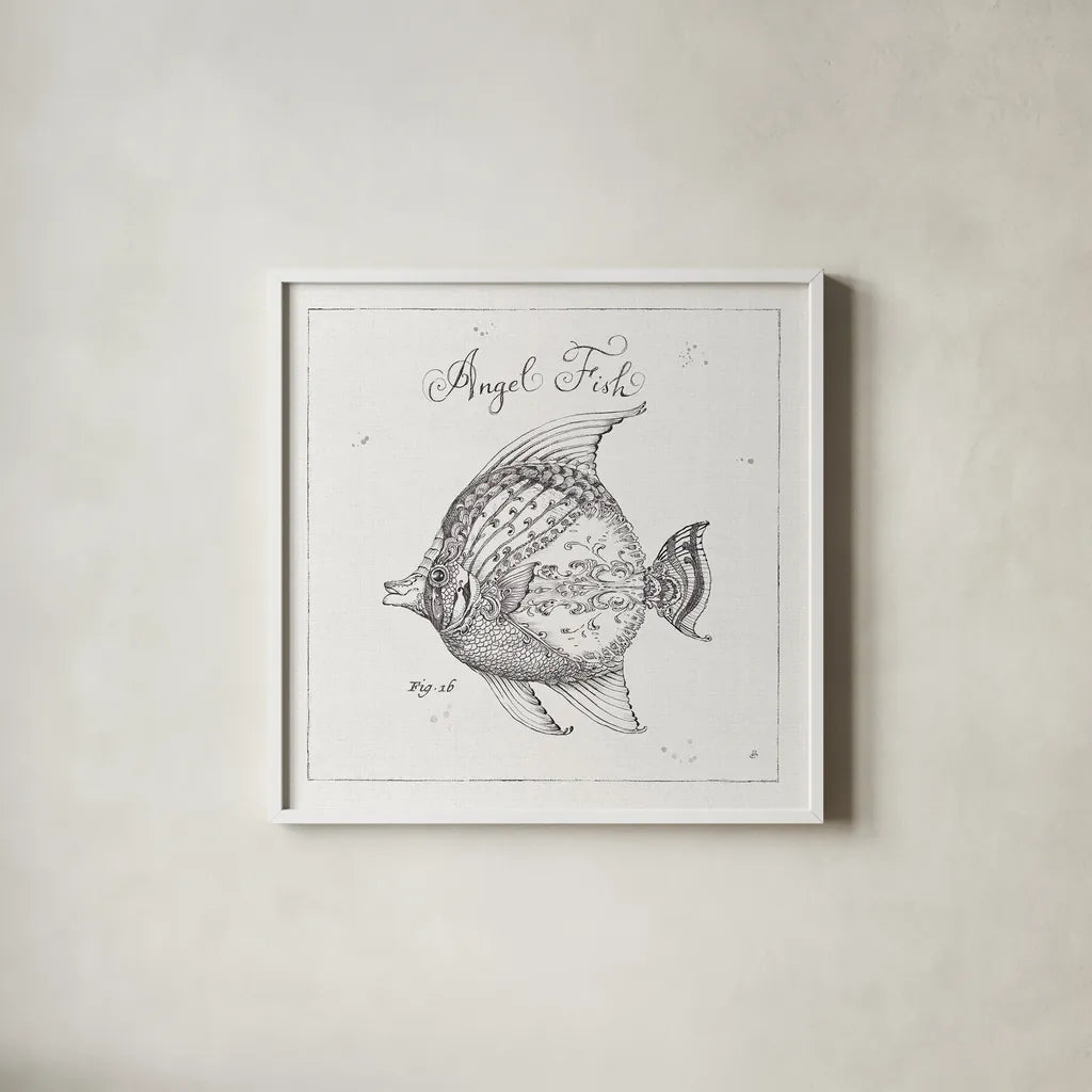 Underwater Life XVII by Daphne Brissonnet. Shown in a crisp white glass frame for a clean and minimalist style. Available as an archival giclee rolled canvas, fine art paper, or poster print. SKU 34977a.