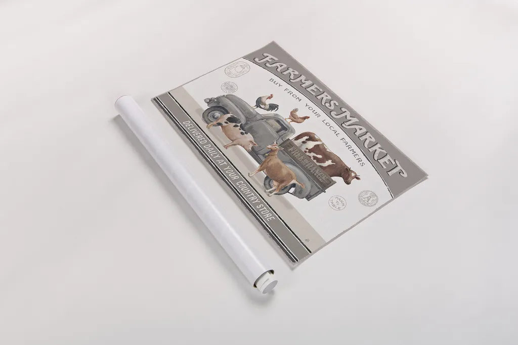 Vintage Farm I by Daphne Brissonnet. shown as a rolled paper print. Available as archival giclee rolled canvas, fine art paper, or poster print. SKU 32225i.