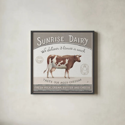 Vintage Farm II by Daphne Brissonnet. Shown in a sleek black glass frame for a contemporary gallery look. Available as an archival giclee rolled canvas, fine art paper, or poster print. SKU 32226a.