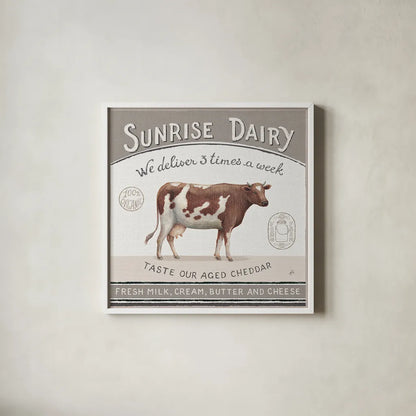 Vintage Farm II by Daphne Brissonnet. Shown in a crisp white glass frame for a clean and minimalist style. Available as an archival giclee rolled canvas, fine art paper, or poster print. SKU 32226a.