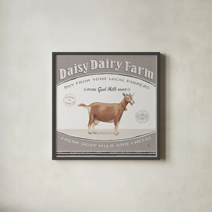 Vintage Farm IV by Daphne Brissonnet. Shown in a sleek black glass frame for a contemporary gallery look. Available as an archival giclee rolled canvas, fine art paper, or poster print. SKU 32228a.