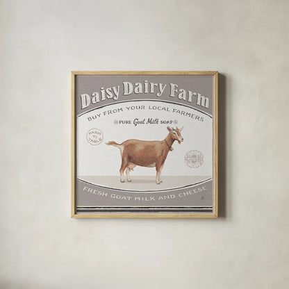 Vintage Farm IV by Daphne Brissonnet. Shown in a natural wood glass frame for a timeless modern aesthetic. Available as an archival giclee rolled canvas, fine art paper, or poster print. SKU 32228a.