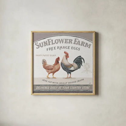 Vintage Farm V by Daphne Brissonnet. Shown in a natural wood glass frame for a timeless modern aesthetic. Available as an archival giclee rolled canvas, fine art paper, or poster print. SKU 32229a.