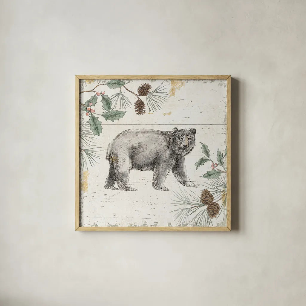 Wild and Beautiful VII Holiday by Daphne Brissonnet. Shown in a natural wood glass frame for a timeless modern aesthetic. Available as an archival giclee rolled canvas, fine art paper, or poster print. SKU 72271a.