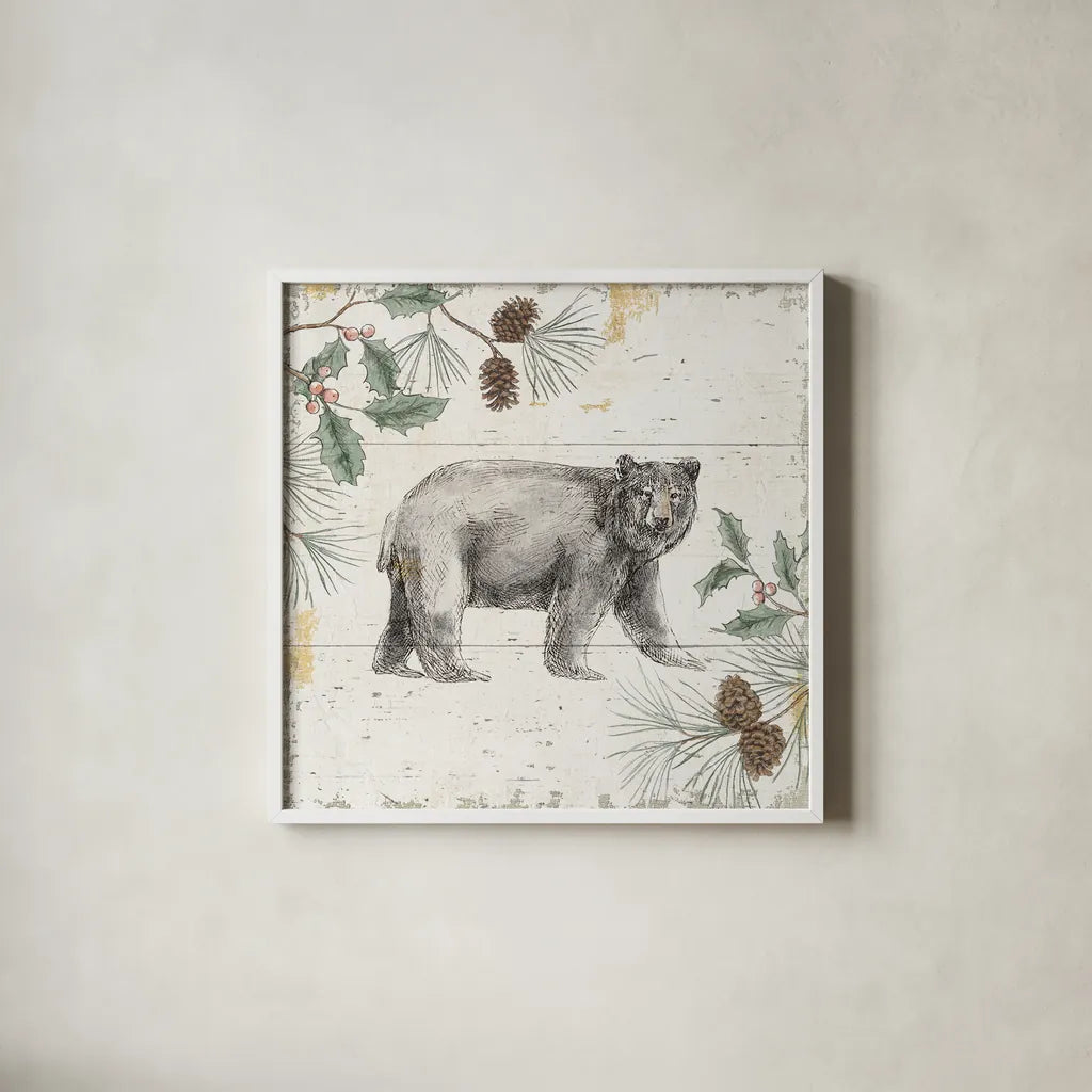 Wild and Beautiful VII Holiday by Daphne Brissonnet. Shown in a crisp white glass frame for a clean and minimalist style. Available as an archival giclee rolled canvas, fine art paper, or poster print. SKU 72271a.