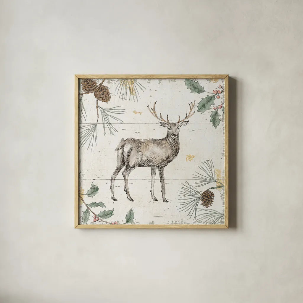 Wild and Beautiful X Holiday by Daphne Brissonnet. Shown in a natural wood glass frame for a timeless modern aesthetic. Available as an archival giclee rolled canvas, fine art paper, or poster print. SKU 72273a.