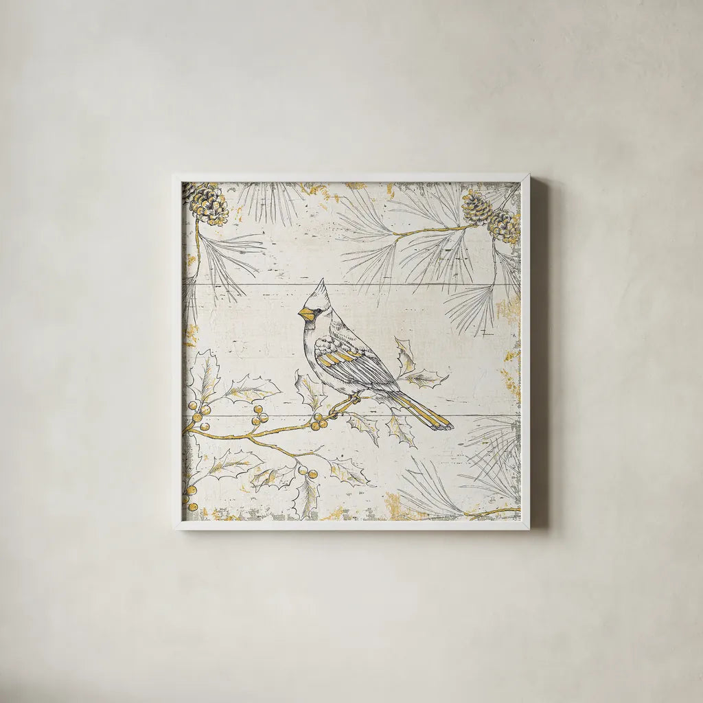 Wild and Beautiful XI Gold by Daphne Brissonnet. Shown in a crisp white glass frame for a clean and minimalist style. Available as an archival giclee rolled canvas, fine art paper, or poster print. SKU 38471a.