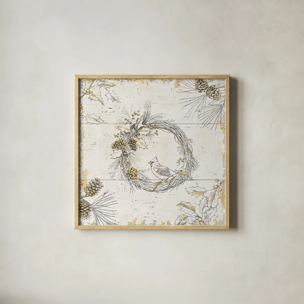 Wild and Beautiful XII Gold by Daphne Brissonnet. Shown in a natural wood glass frame for a timeless modern aesthetic. Available as an archival giclee rolled canvas, fine art paper, or poster print. SKU 38472a.