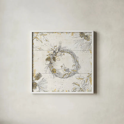 Wild and Beautiful XII Gold by Daphne Brissonnet. Shown in a crisp white glass frame for a clean and minimalist style. Available as an archival giclee rolled canvas, fine art paper, or poster print. SKU 38472a.