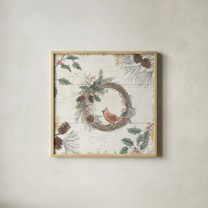 Wild and Beautiful XII Holiday by Daphne Brissonnet. Shown in a natural wood glass frame for a timeless modern aesthetic. Available as an archival giclee rolled canvas, fine art paper, or poster print. SKU 72268a.