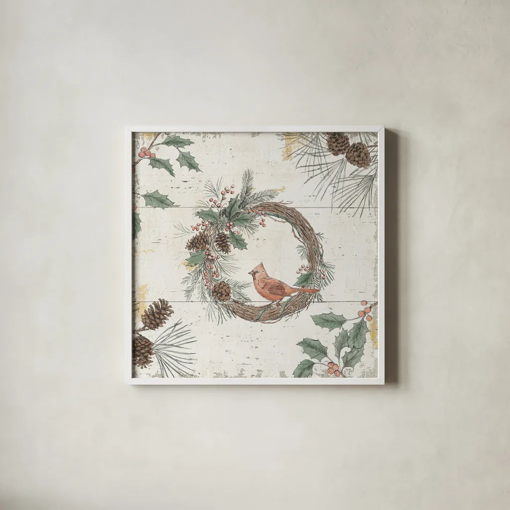 Wild and Beautiful XII Holiday by Daphne Brissonnet. Shown in a crisp white glass frame for a clean and minimalist style. Available as an archival giclee rolled canvas, fine art paper, or poster print. SKU 72268a.