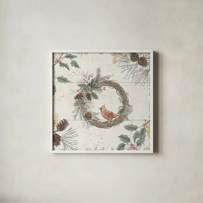 Wild and Beautiful XII Holiday by Daphne Brissonnet. Shown in a crisp white glass frame for a clean and minimalist style. Available as an archival giclee rolled canvas, fine art paper, or poster print. SKU 72268a.