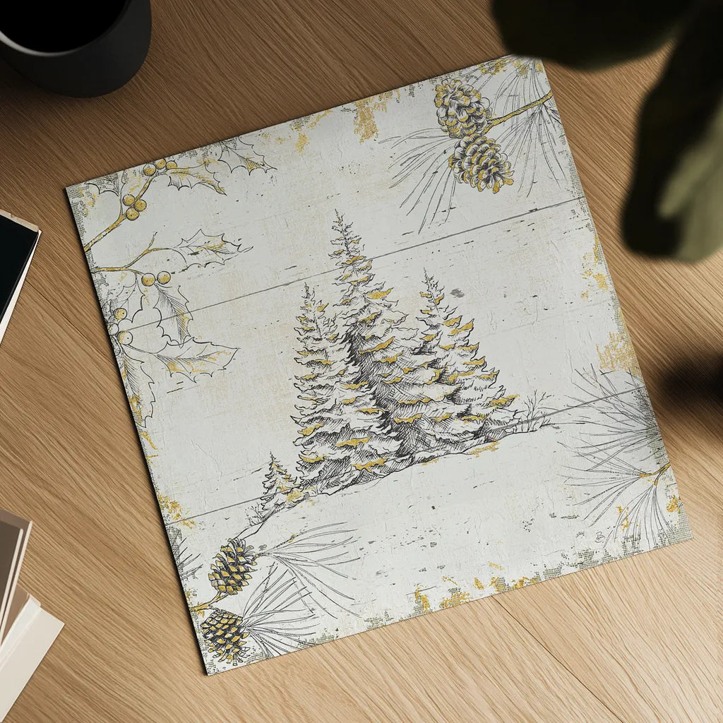 Wild and Beautiful XIII Gold by Daphne Brissonnet. Shown as a detailed flat fine art print, highlighting archival giclee quality. Available as an archival giclee rolled canvas, fine art paper, or poster print. SKU 38473a.