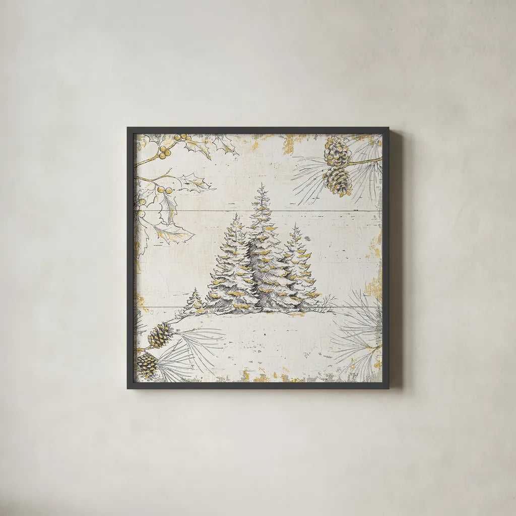 Wild and Beautiful XIII Gold by Daphne Brissonnet. Shown in a sleek black glass frame for a contemporary gallery look. Available as an archival giclee rolled canvas, fine art paper, or poster print. SKU 38473a.