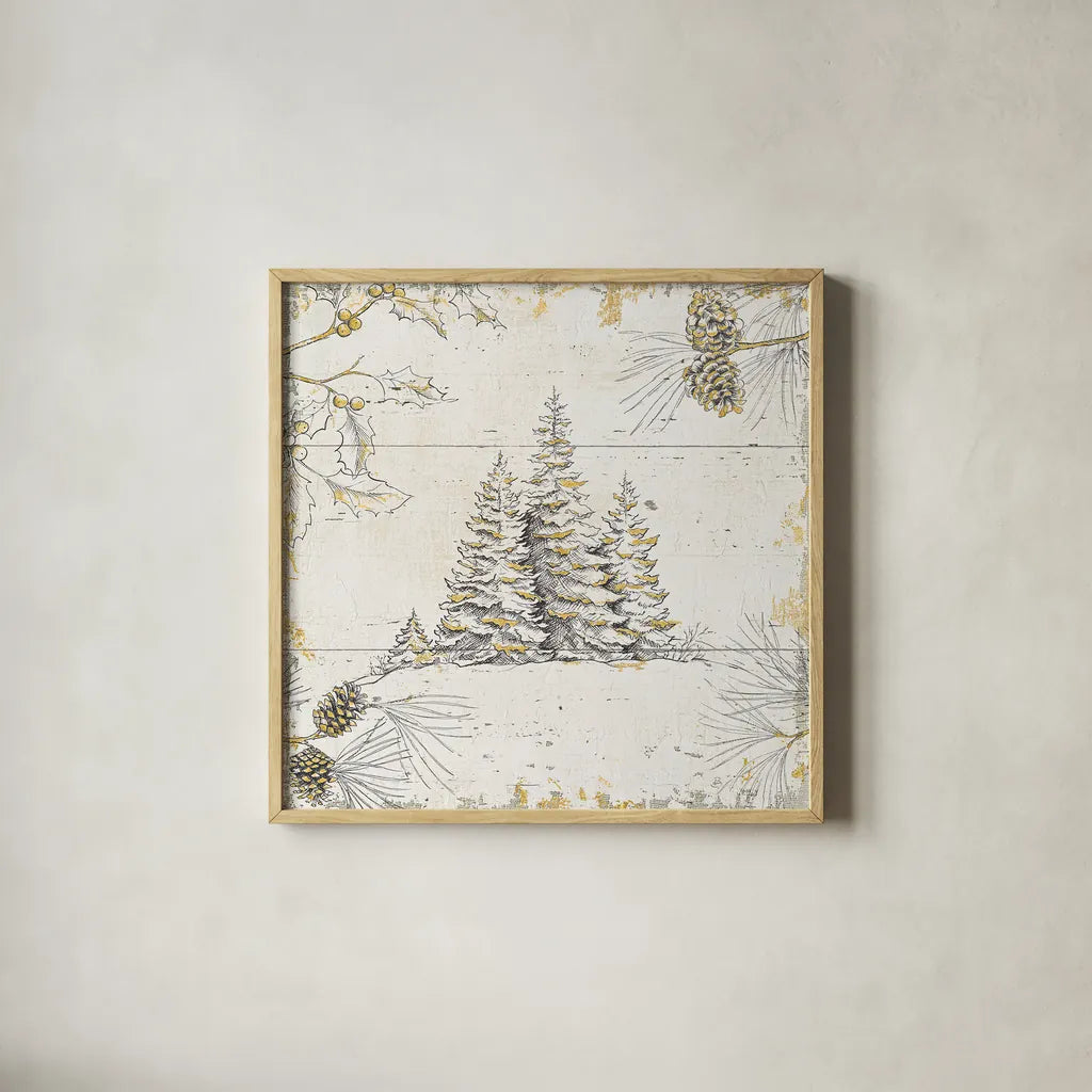 Wild and Beautiful XIII Gold by Daphne Brissonnet. Shown in a natural wood glass frame for a timeless modern aesthetic. Available as an archival giclee rolled canvas, fine art paper, or poster print. SKU 38473a.