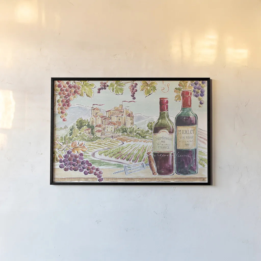 Wine Country II by Daphne Brissonnet. shown as a paper print in a black flame. Available as a archival giclee rolled canvas, fine art paper, or poster print. SKU 42147i.