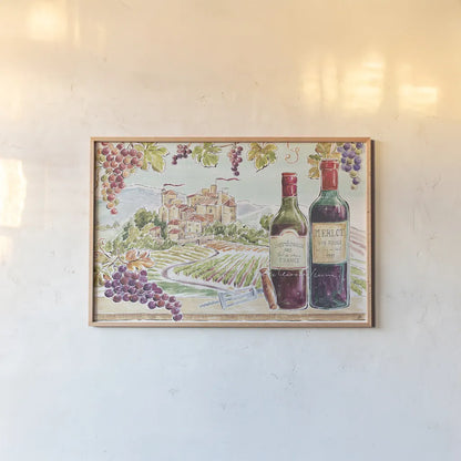 Wine Country II by Daphne Brissonnet. shown as a paper print in a natural frame. Available as a archival giclee rolled canvas, fine art paper, or poster print. SKU 42147i.