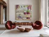 Wine Country IV by Daphne Brissonnet. Shown as extra-large giant wall art in a modern living room. Available as an archival giclee rolled canvas, fine art paper, or poster print. SKU 42149a.