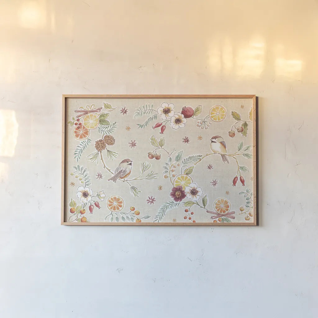 Winter Spice I by Daphne Brissonnet. shown as a paper print in a natural frame. Available as a archival giclee rolled canvas, fine art paper, or poster print. SKU 68263i.