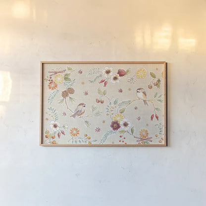 Winter Spice I by Daphne Brissonnet. shown as a paper print in a natural frame. Available as a archival giclee rolled canvas, fine art paper, or poster print. SKU 68263i.