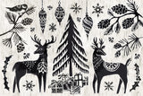Woodcut Christmas I by Daphne Brissonnet. SKU 69680i. Archival Giclee Fine art print for wall decor.