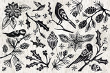 Woodcut Christmas II by Daphne Brissonnet. SKU 69681i. Archival Giclee Fine art print for wall decor.