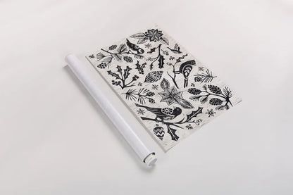 Woodcut Christmas II by Daphne Brissonnet. shown as a rolled paper print. Available as archival giclee rolled canvas, fine art paper, or poster print. SKU 69681i.