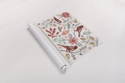 Woodcut Christmas II Color by Daphne Brissonnet. shown as a rolled paper print. Available as archival giclee rolled canvas, fine art paper, or poster print. SKU 69693i.