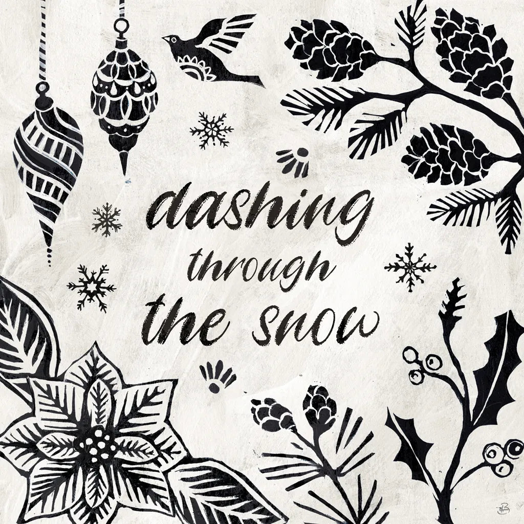 Woodcut Christmas VII by Daphne Brissonnet. SKU 69686a. Archival Giclee Fine art print for wall decor.