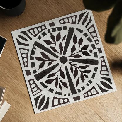 Woodcut Christmas X by Daphne Brissonnet. Shown as a detailed flat fine art print, highlighting archival giclee quality. Available as an archival giclee rolled canvas, fine art paper, or poster print. SKU 69689a.