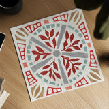 Woodcut Christmas X Color by Daphne Brissonnet. Shown as a detailed flat fine art print, highlighting archival giclee quality. Available as an archival giclee rolled canvas, fine art paper, or poster print. SKU 69701a.
