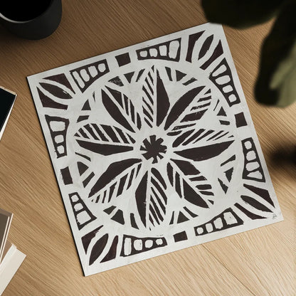 Woodcut Christmas XI by Daphne Brissonnet. Shown as a detailed flat fine art print, highlighting archival giclee quality. Available as an archival giclee rolled canvas, fine art paper, or poster print. SKU 69690a.