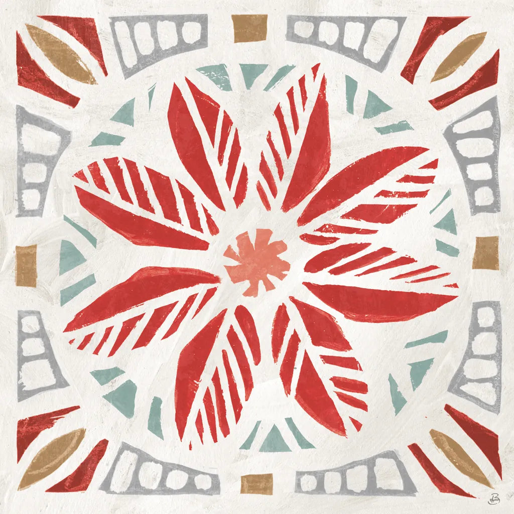 Woodcut Christmas XI Color by Daphne Brissonnet. SKU 69702a. Archival Giclee Fine art print for wall decor.