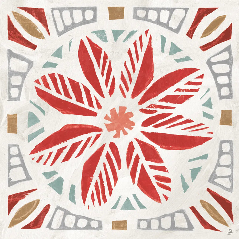 Woodcut Christmas XI Color by Daphne Brissonnet. SKU 69702a. Archival Giclee Fine art print for wall decor.