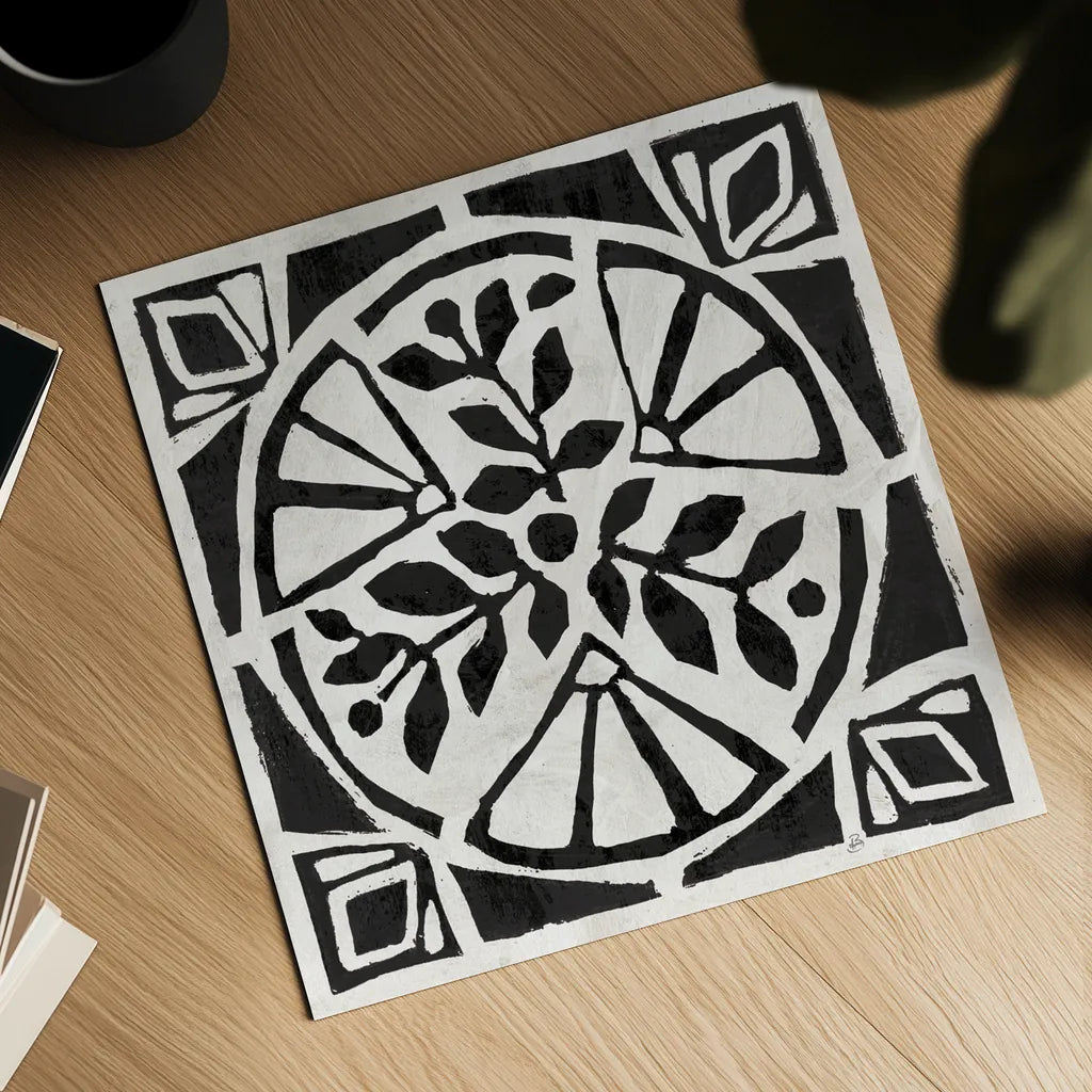 Woodcut Christmas XII by Daphne Brissonnet. Shown as a detailed flat fine art print, highlighting archival giclee quality. Available as an archival giclee rolled canvas, fine art paper, or poster print. SKU 69691a.