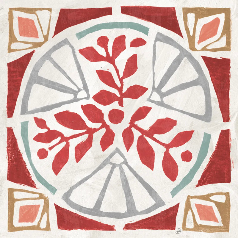 Woodcut Christmas XII Color by Daphne Brissonnet. SKU 69703a. Archival Giclee Fine art print for wall decor.