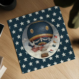 America Balloons II by David Carter Brown. Shown as a detailed flat fine art print, highlighting archival giclee quality. Available as an archival giclee rolled canvas, fine art paper, or poster print. SKU 98924a.