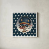 America Balloons II by David Carter Brown. Shown in a crisp white glass frame for a clean and minimalist style. Available as an archival giclee rolled canvas, fine art paper, or poster print. SKU 98924a.