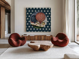America Balloons III by David Carter Brown. Shown as extra-large giant wall art in a modern living room. Available as an archival giclee rolled canvas, fine art paper, or poster print. SKU 98925a.