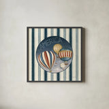 America Balloons IV by David Carter Brown. Shown in a sleek black glass frame for a contemporary gallery look. Available as an archival giclee rolled canvas, fine art paper, or poster print. SKU 98926a.