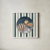 America Balloons IV by David Carter Brown. Shown in a crisp white glass frame for a clean and minimalist style. Available as an archival giclee rolled canvas, fine art paper, or poster print. SKU 98926a.