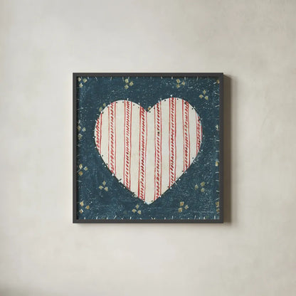 Americana Quilt I by David Carter Brown. Shown in a sleek black glass frame for a contemporary gallery look. Available as an archival giclee rolled canvas, fine art paper, or poster print. SKU 27872a.