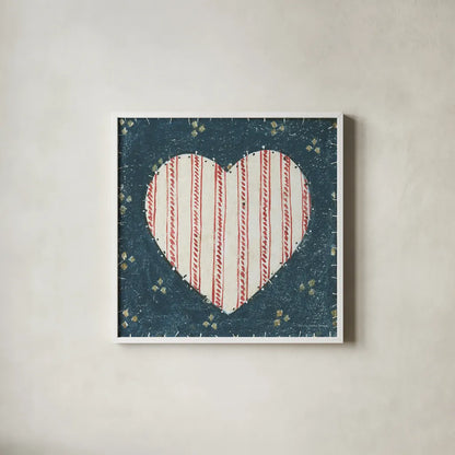 Americana Quilt I by David Carter Brown. Shown in a crisp white glass frame for a clean and minimalist style. Available as an archival giclee rolled canvas, fine art paper, or poster print. SKU 27872a.