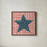 Americana Quilt II by David Carter Brown. Shown in a sleek black glass frame for a contemporary gallery look. Available as an archival giclee rolled canvas, fine art paper, or poster print. SKU 27873a.